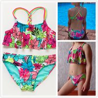 4 18Y Girls Swimwear Teenager Kids Bikini set Tropical floral Children Swimming outfits High quality Beachwear 220530