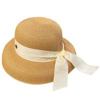 Chapéus de aba larga vintage hepburn vento grande rafia m chapéu de palha para fêmea travle travle sol protetor solar praia sol respirável 220609