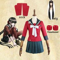 New Danganronpa V3Harukawa Maki Cosplay Come Wig Shirt Skirt Hair Accessories Bow-knot Halloween Christmas Party Suit Uniform H220505