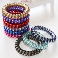2017 Women Colorful Hairband Girl Candy Color BIG Telephone Cord Headbands Elastic Ponytail Holders Hair Ring 100pcs lot Diameter 262T