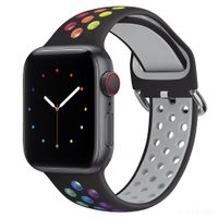 Apple Watch Silicone Watch Bands Rainbow 38/40/41mm 땀 방지 통기성 45/44/42mm Wristband Strap Watchbands에 적합합니다.