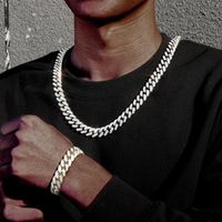 Chaines Chaîne de liaison cubaine Hip Hop 13 mm pour les hommes Iced Out Bling Rhinestone Chaine Homme Collier mâle Menchains