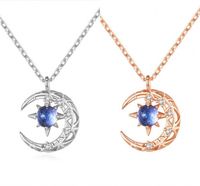 Fashion Light Of Stars And Moon Pendant Necklace Delicate Clavicle Stars Rhinestone Chain Necklaces For Women Jewelry 143 D3
