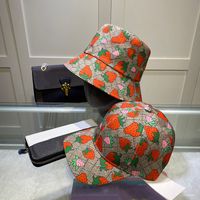 أزياء البيسبول أغطية الفراولة دلو القبعات مصممة القبعات الكلاسيكية رسالة طباعة تصميم منقو