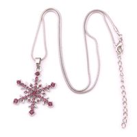 X7 Silver Tone Crystal Snow Pendant Necklace 18" Snowflake Winter Christmas Holiday Jewelry Drop 240I