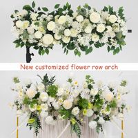 100cm 50cm Artificial Wedding Flowers Wall Iron Arch Backdrop Decor Supplies Fake Silk Peony Rose Row Table Centerpiece Arrange 220530
