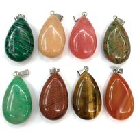 Pendant Necklaces Natural Red Agates Tiger Eye Stone Flat Water Drop Shape Pendants For Making DIY Jewelry Necklace Size 24x43mm