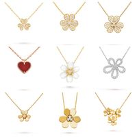 Necklaces & Pendants 2021 4 Four Leaf Clover Camellia Pendant Clavicle Chain Necklace With Diamonds Rose Gold Fashion Classic For258F