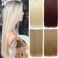 Costume Accessories 5 Clip In Artificial Synthetic Natural Synthetic Hair Extensions Fake Ombre Blonde Brown Black Pink Wavy False Hair Piec