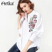 Women's Blouses & Shirts Artka 2022 Autumn&Winter Traditional Chinese Pattern Embroidery Vintage Mid-Length Shirt
