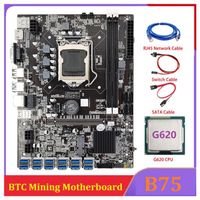 Placas -mãe Eth Mining Motherboard 12 PCIE para USB com G620 CPU RJ45 Cabo de rede LGA1155 DDR3 B75 BTC Minemotherboards