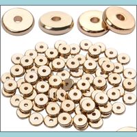 Agate Loose Beads Jewelry 100Pcs 8Mm Flat Round Rondelle Disc Metal Spacers For Diy Bracelet Making Supplies Gold Drop Delivery 2021 Ajxxo