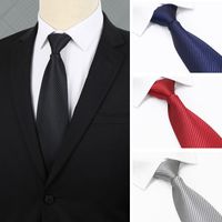 Stripe Necktie Tessile da uomo Crenia regolabile con cerniera regolabile in poliestere di seta jacquard cravatta per matrimoni Business Fashi
