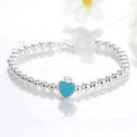 Fashion-HumorCat Elegant Love Heart Pendence 925 Beads de plata Bracelets para mujeres Pulseras delicadas de las mujeres Joyas de moda Femme2171