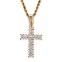2020 Ny ankomst Real Gold Plated T Square Cubic Zircon Cross Pendant Halsband Personlig full diamanthiphop smycken gåvor för 294m