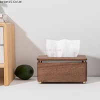 Tissue Boxes & Napkins Simple And Creative Light Luxury Nordic Solid Wood Living Room Box Home Bedroom Coffee Table Wooden Black Walnut Draw