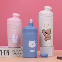 Water Bottles New thermos cup for women with straw high-value Sen cup girl heart children fresh simple cute400ml