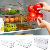 Mutfak Depolama Organizasyonu Buzdolabı Organizatör Kutu Çekmecesi Şeffaf Plastik Kiler Dondurucu Tutamaklı Açık Buzdolabı Gıda Kutusu Rafı