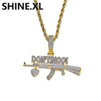 18K Gold Plated AK-47 Gun DON'T SHOOT Pendant Necklace Iced Out Zircon Mens Hip Hop Jewelry Gift257k