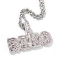 Hip Hop Custom Name Baguette Letter Pendant Necklace With Rope Chain Gold Silver Bling Zirconia Men Necklaces Jewelry307K