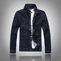 Jackets masculinos 2022 homens jeans slim masculino lavado jean casacos preto splash splash de manga longa primavera e outono de outa