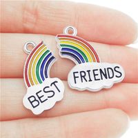 50 sets Alloy Metal Drop Oil Enamel Rainbow FRIENDS Charms Connector For DIY Bracelet Necklace Jewelry Making256A