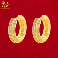 Aokaishen Iced Single Hoop Earring For Women Gold Color Bling Cubic Zircon Charms Hip Hop Jewelry259k
