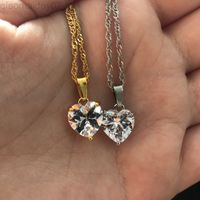 Goth Heart Necklace For Women Lovers Gold Stainless Steel Ne...