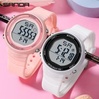 여성 디지털 시계를위한 Sanda Sport Watch Mens 고급 브랜드 방수 LED 핑크 빅 다이얼 여성 전자 손목 시계 relogio 220714