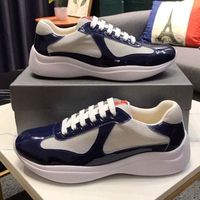 Sneaker da designer di uomini America da uomo in pelle per brevetto piatto piatto piatto blu blu blu scarpe casual in nylon scarpe da esterno con sacca per polvere AA1