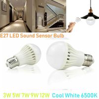 Ampuller E27 Soğuk Beyaz LED PIR Hareket Sensörü Ampul 3 W 5 W 7 W 9 W 12 W Ses için Evrensel Güvenlik Merdivenleri Gece Lambası