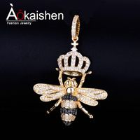 Animal Bee shape Necklace & Pendant with Tennis Chain Gold Color Bling Cubic Zircon Men Hip hop Jewelry Y200918209t