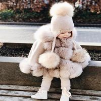Bambino bambino principessa cappotto di moda inverno inverno pelliccia camilla con cappuccio da mantello con cappuccio per bambini abbigliamento poncho per bambini ragazze carine oosterwwear248d