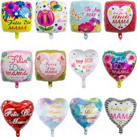 18 inç ispanyolca feliz dia mama folyo balonlar te amo anne aşk kalp şekli balon mutlu anneler günü dekoratör balon