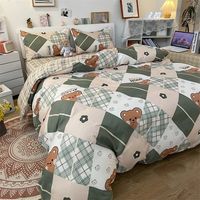 Kuup 4pcs Kuzey Avrupa yatak takımları ev tekstil polyester geometrik desen yatak örtüsü yorgan yastık kılıfı çarşaf 220721