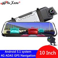 Whexune 4G 10 "IPS Android 5.1 Car DVR Camera ADAS Mirror Dash Cam Enregistreur vidéo Full HD Miroir Miroir WiFi GPS Registrar206S