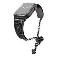 Apple Watch 시계를위한 스마트 워치 밴드 Iwatch S7 스트랩 시리즈 1 ~ 7 SE 40mm 45mm 아연 합금 유니버설 스트랩이있는 반짝이는 크리스탈 디자이너 WatchBand