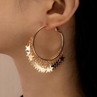 Hoop & Huggie Vintage Star Round Sequins Tassel Earrings For Women Punk Gold Color Large Circle Loop Girls Ear Jewelry BrincosHoop