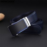 Wowtiger Blue Color 35 cm de ancho Correa de cuero de vaca Hombres Cinturas automáticas Autorables Cinturones de marca de lujo de alta calidad para hombres 220531