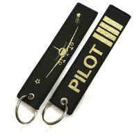 Whole Pilot Keychains Porte Flight Crew Pilot Gift Clef Aviation Key Chain Shinning Gold Color Woven Keyring Tags 10 PCS LOT251t