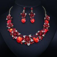 Chains Fashion Crystal Gem All-Match Simple Necklace And Earrings Suite Bridal Banquet Women's AccessoriesChains