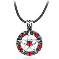 Hanger kettingen bovennatuurlijke serie pentagram ketting met touwketen Dean Winchester Star Silver Plated Red Crystal Jewelry245i