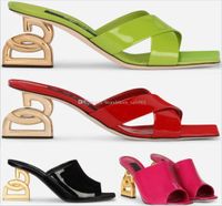 Дизайнерские сумки роскошные сандалии тапочка Femal Peep Toe Shiny Shiny Shine Scuffs High Heels обувь