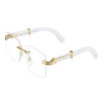 Fashion Designer Sunglasses Frames Trend Rimless gold metal Frame Wood Bamboo buffalo horn glasses Women Mens Sports Red Eyeglasse285D