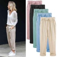 Kayotuas Women Harem Pants Solid Color Loose Slim Spring Autumn Casual Cotton Linen Fashion Plus Size Trousers 210522240j
