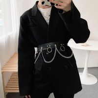 Belts Punk Gothic Faux Leather Belt Metal Chain Ring Waist Strap Street Dance Decor Coat Sweater Fashion Dress AccessoriesBelts