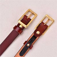 2022 Damas de cobre puro de cobre puro hebilla clásica cinturón de lujo con aguja de cuero de cuero femenino