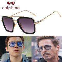 Oakshion Luxury Fashion Square Flight Sunglasses Men Retro Brand Design Metal Frame Men's Driving Sun Glasses Male UV400 OCUL224U