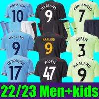 Yeni Haaland Futbol Forması 22 23 De Bruyne Joao Cangelo Mans Şehirleri Grealish Ferran Mahrez Foden 2022 2023 Futbol Gömlek Üniformaları Erkekler Çocuk Kiti Setleri