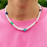 Chokers lacteo y2k dulces resina colorida heishi arcilla perlas perlas cadena de clavícula collar de gargantilla para mujeres gi172n